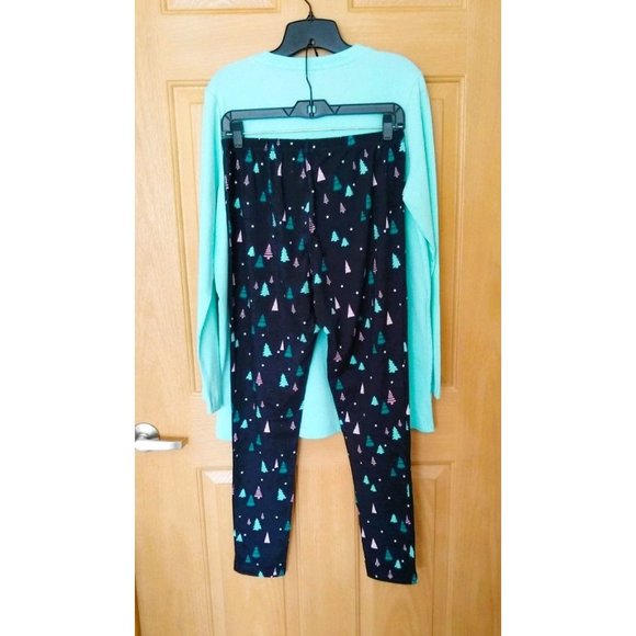 Addison Meadow PJs for Women - Long Sleeve Top & Leggings Aqua Large - Picture 2 of 6